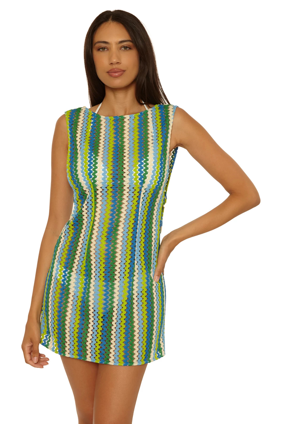 GREEN APPLE Island Waves Crochet Tunic Cover Up image number 3