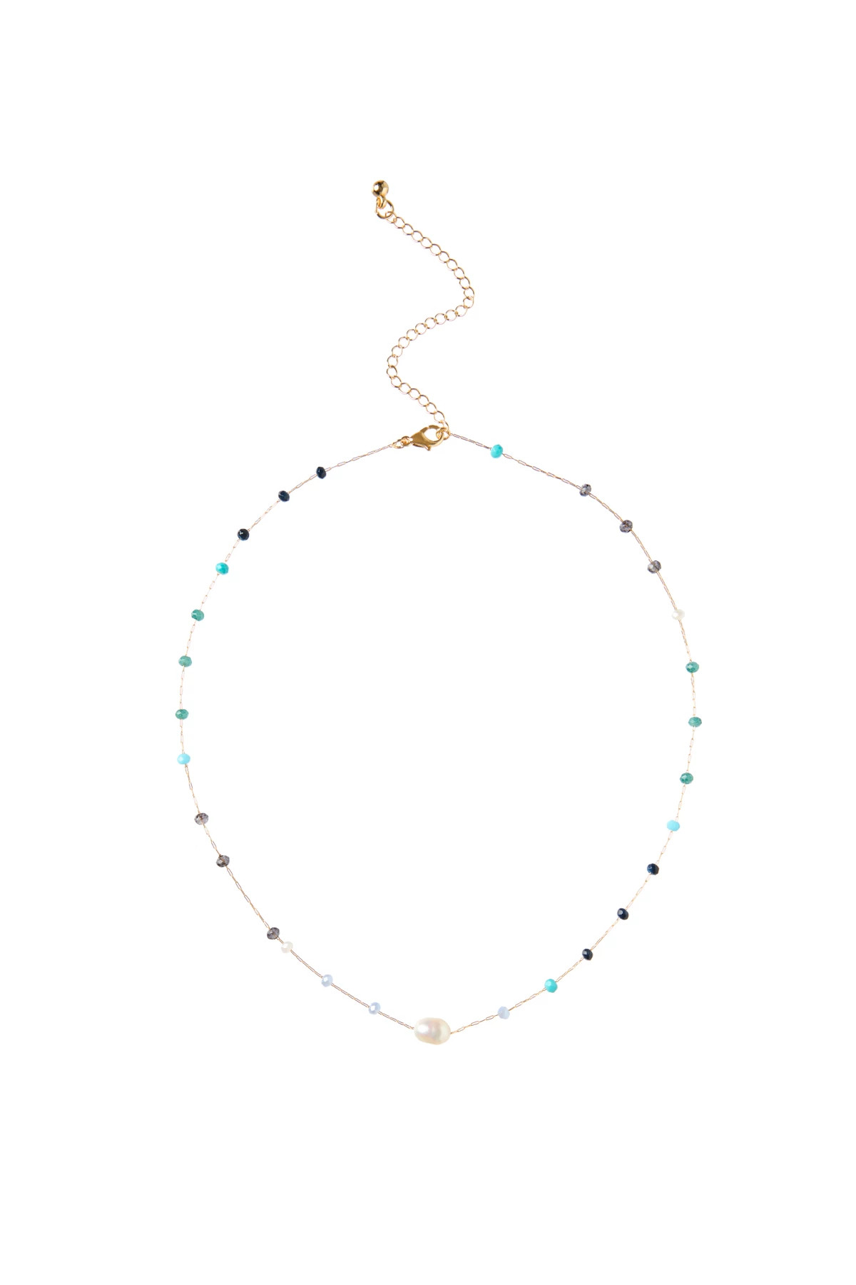 GOLD Multi Bead Freshwater Pearl Necklace image number 1