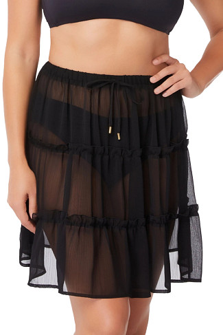 BLACK Chiffon Short Skirt