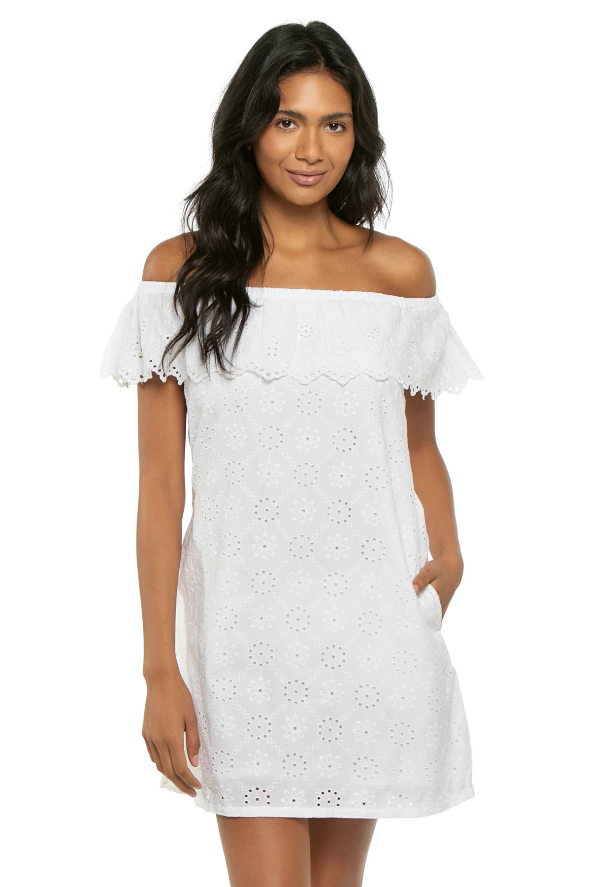 WHITE Harbour Eyelet Mini Dress image number 3