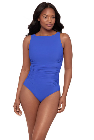 DELPHINE BLUE Regatta High Neck One Piece Swimsuit