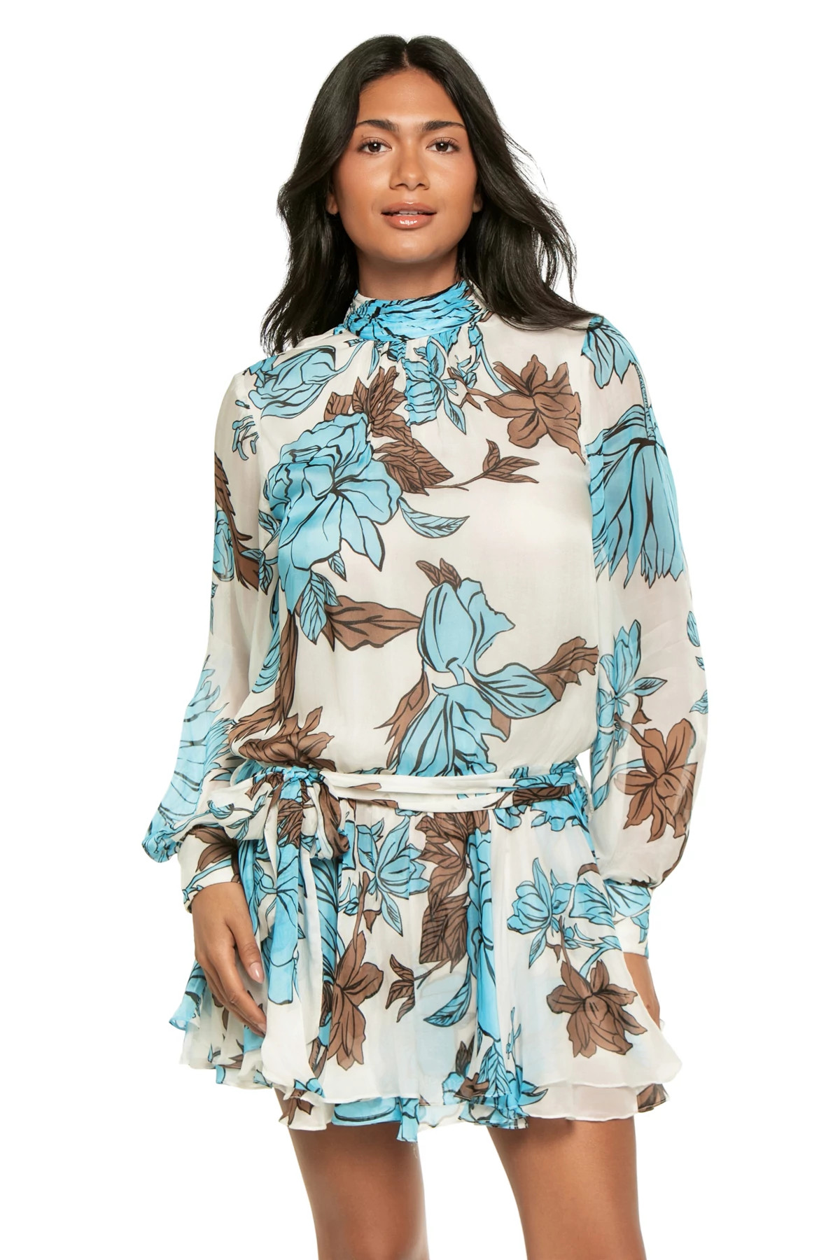 BLUE High Neck Mini Dress image number 1