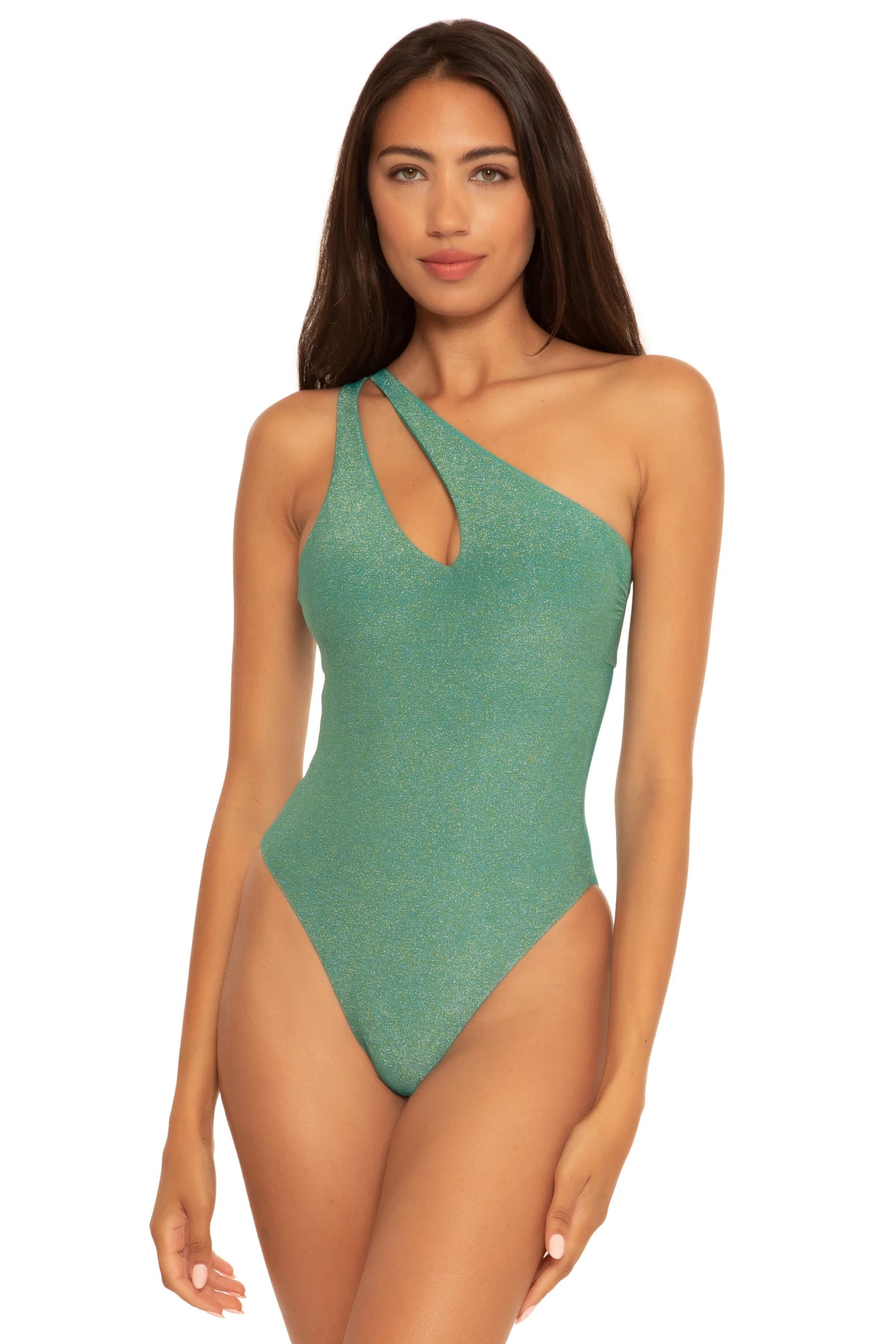 IVY Metallic Maillot Asymmetrical One Piece Swimsuit image number 1