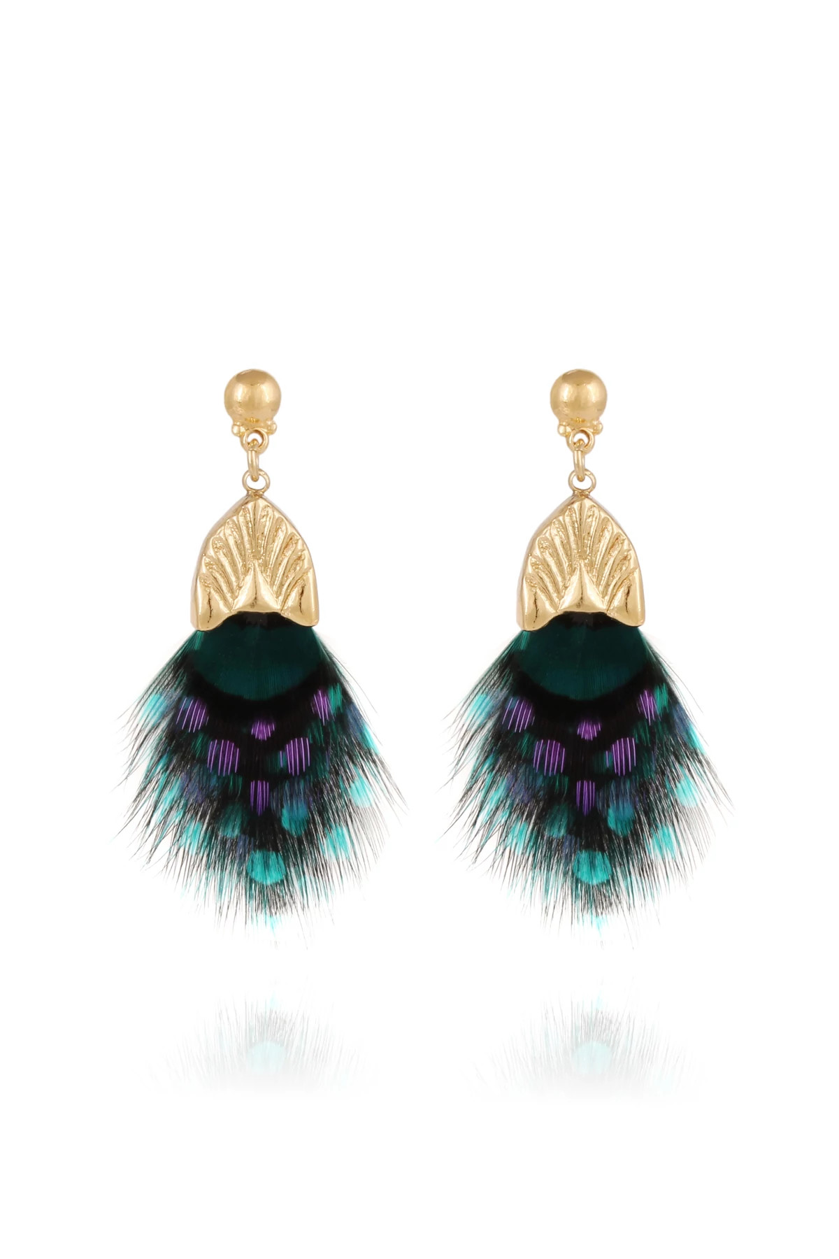 080 TURQUOISE Plumette Feather Earrings image number 1