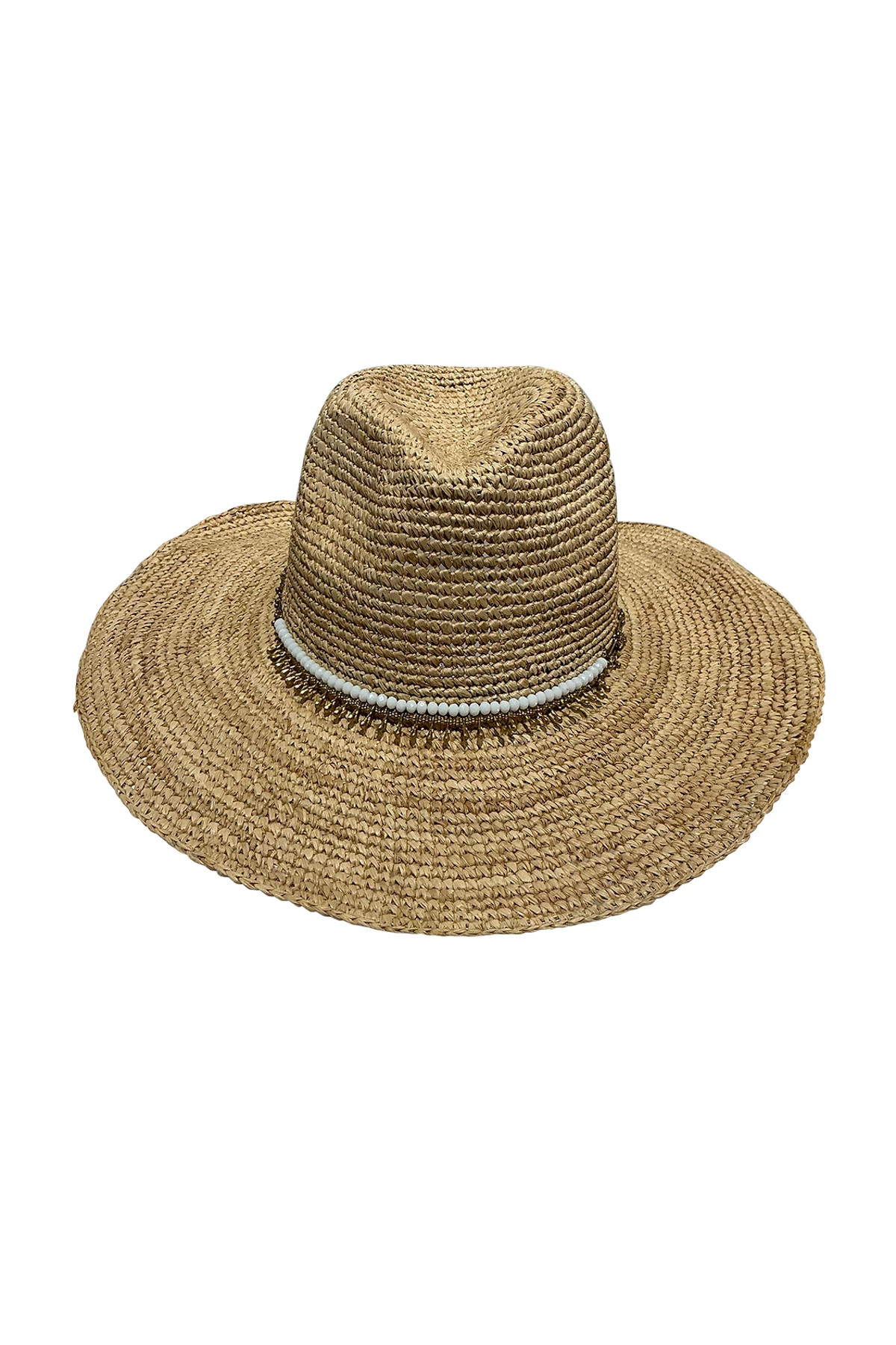 NATURAL/WHITE Leann Raffia Panama Hat image number 1