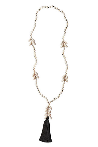 BLACK Spaced Cowrie Tassel Necklace
