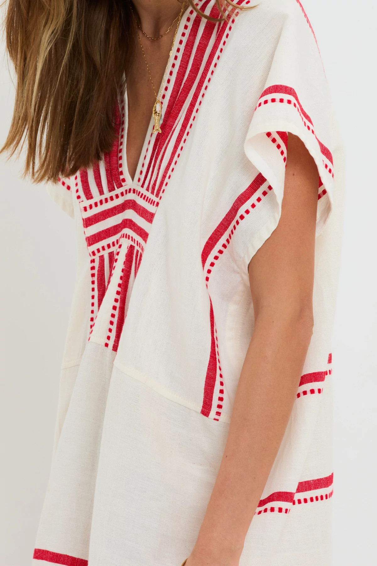 ESHE RED Gasira V Neck Caftan image number 5