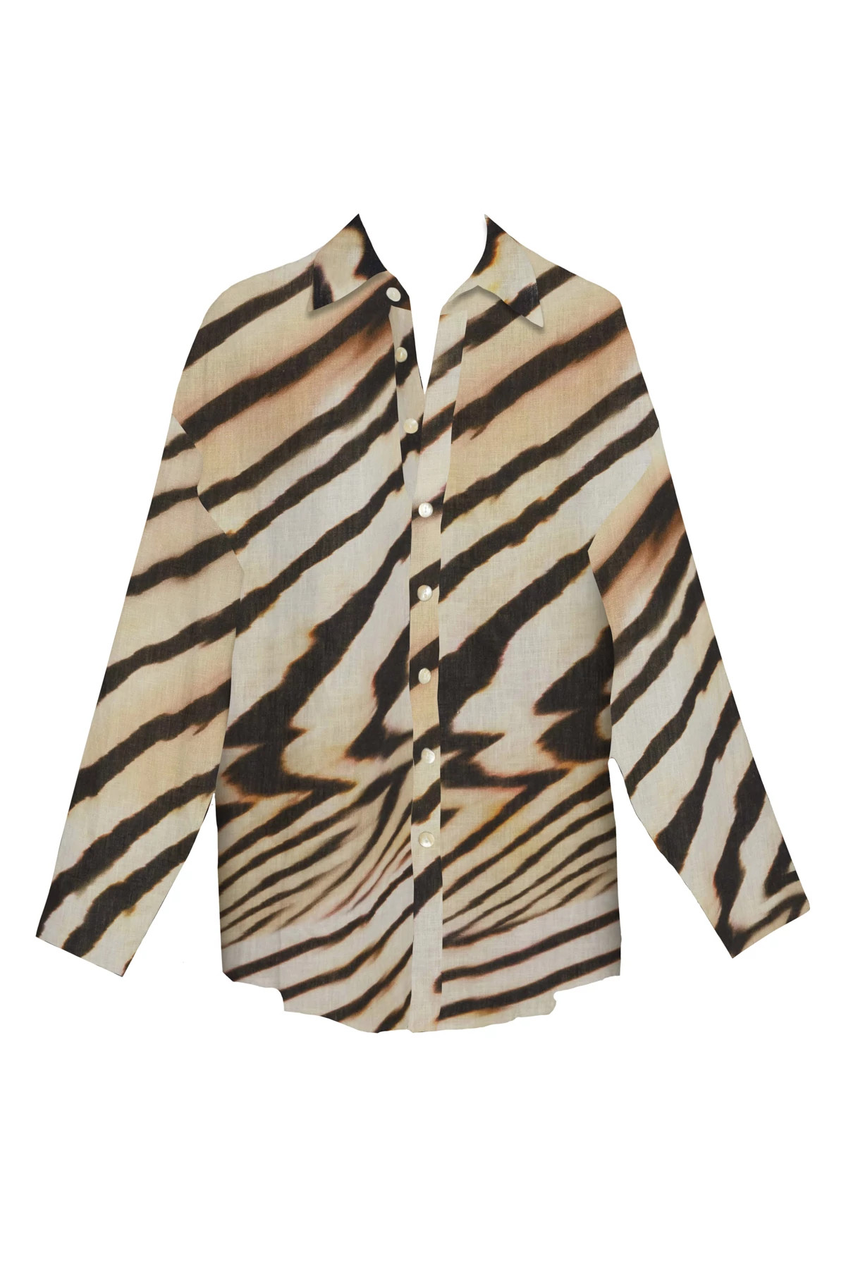 SHELL STRIPE Playa Linen Button Down Shirt Dress image number 4