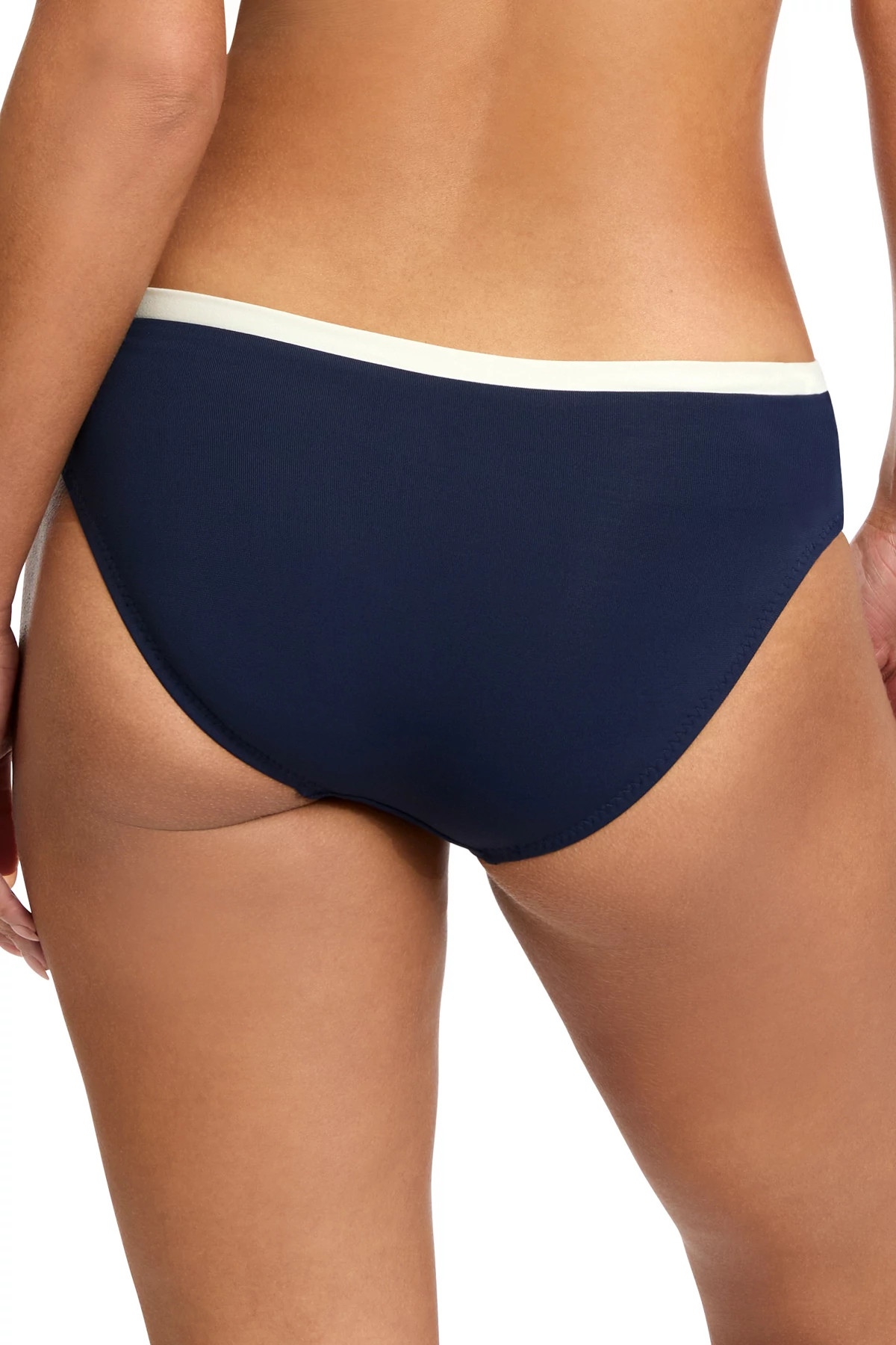 NAVY/CREAM Tierna Twisted Banded Bikini Bottom image number 2
