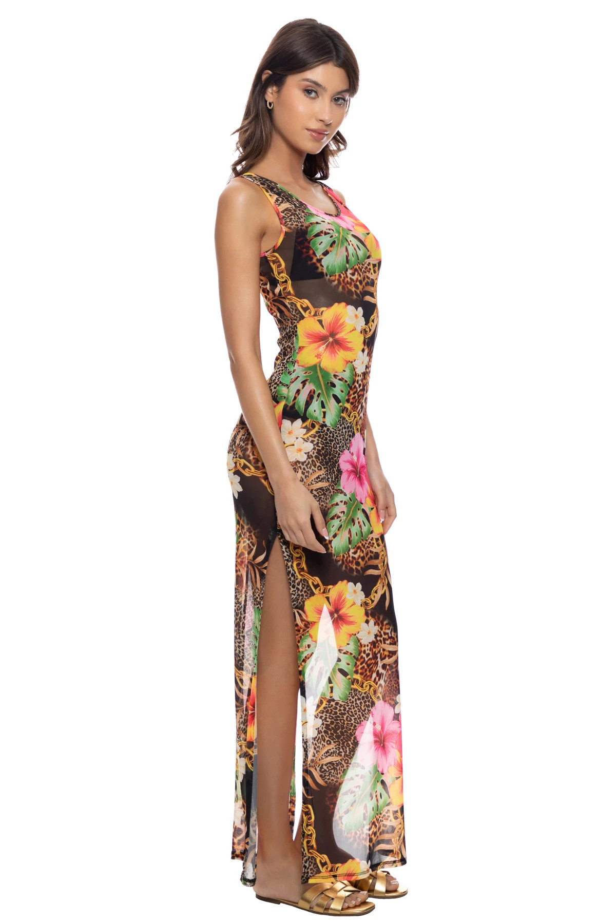 MULTI BLACK Visions of Paradise Maxi Dress image number 3