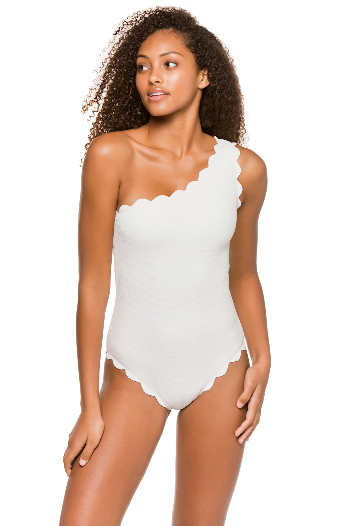 COCONUT Scallop One Shoulder One Piece Swimsuit image number 1