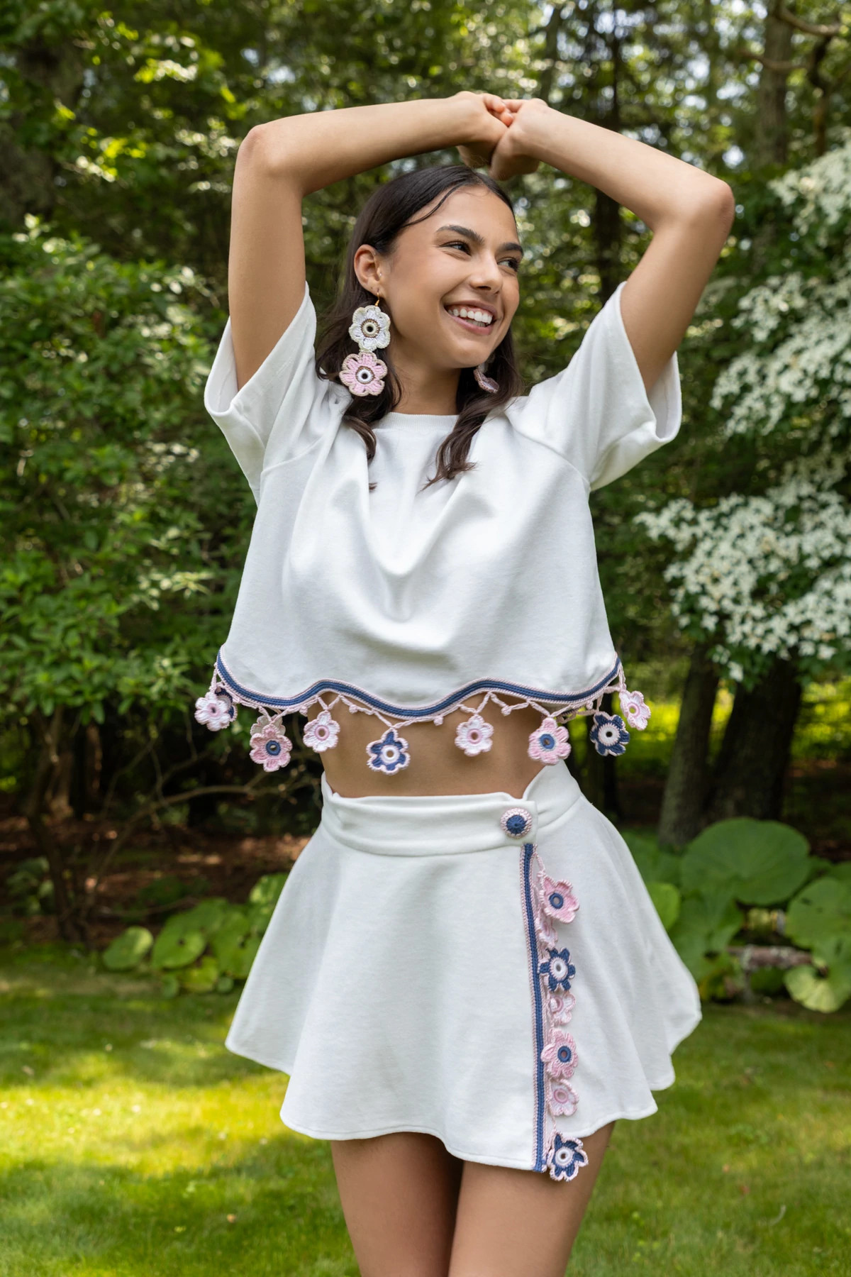 IVORY Peony Terry Skirt image number 3