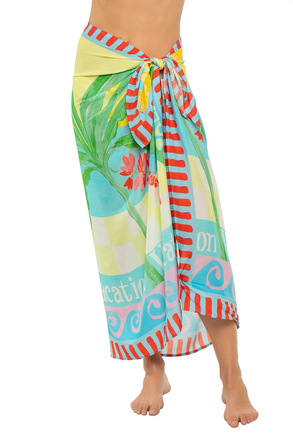 VACATION PALMS Isola Tropical Print Sarong image number 1