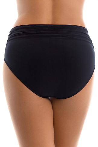BLACK Shirred High Waist Bikini Bottom