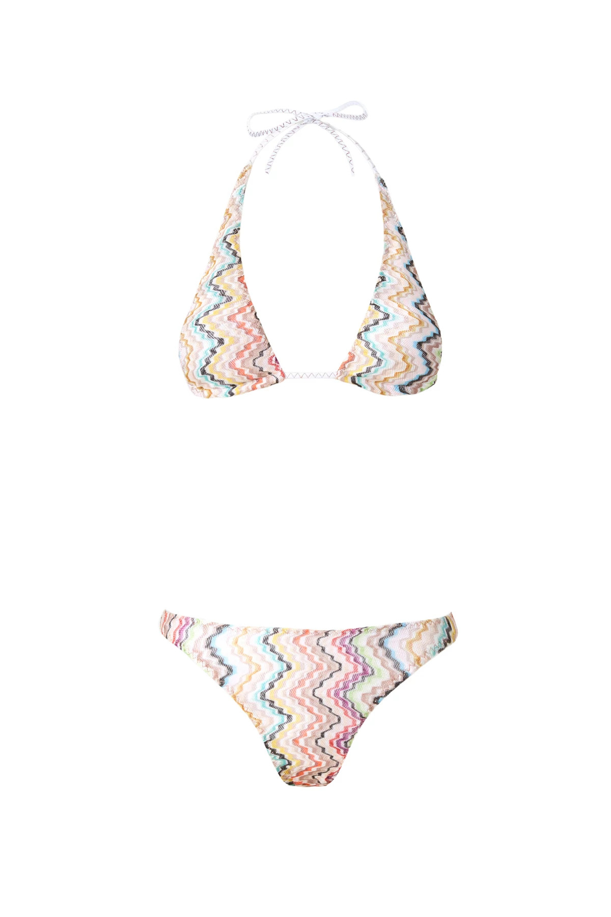 MULTI Chevron Knit Triangle Bikini Set image number 1