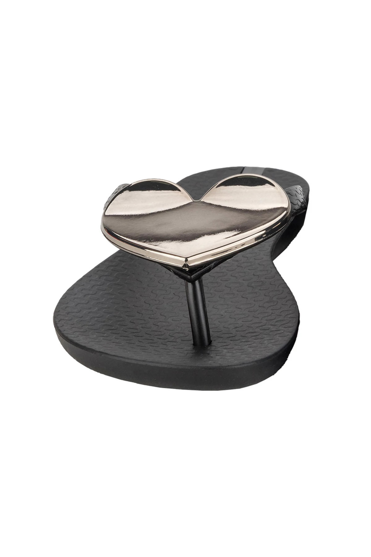 BLACK Bold Heart Flip Flops image number 3