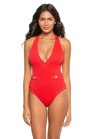 ROUGE Lisa Cable Knit Plunge One Piece