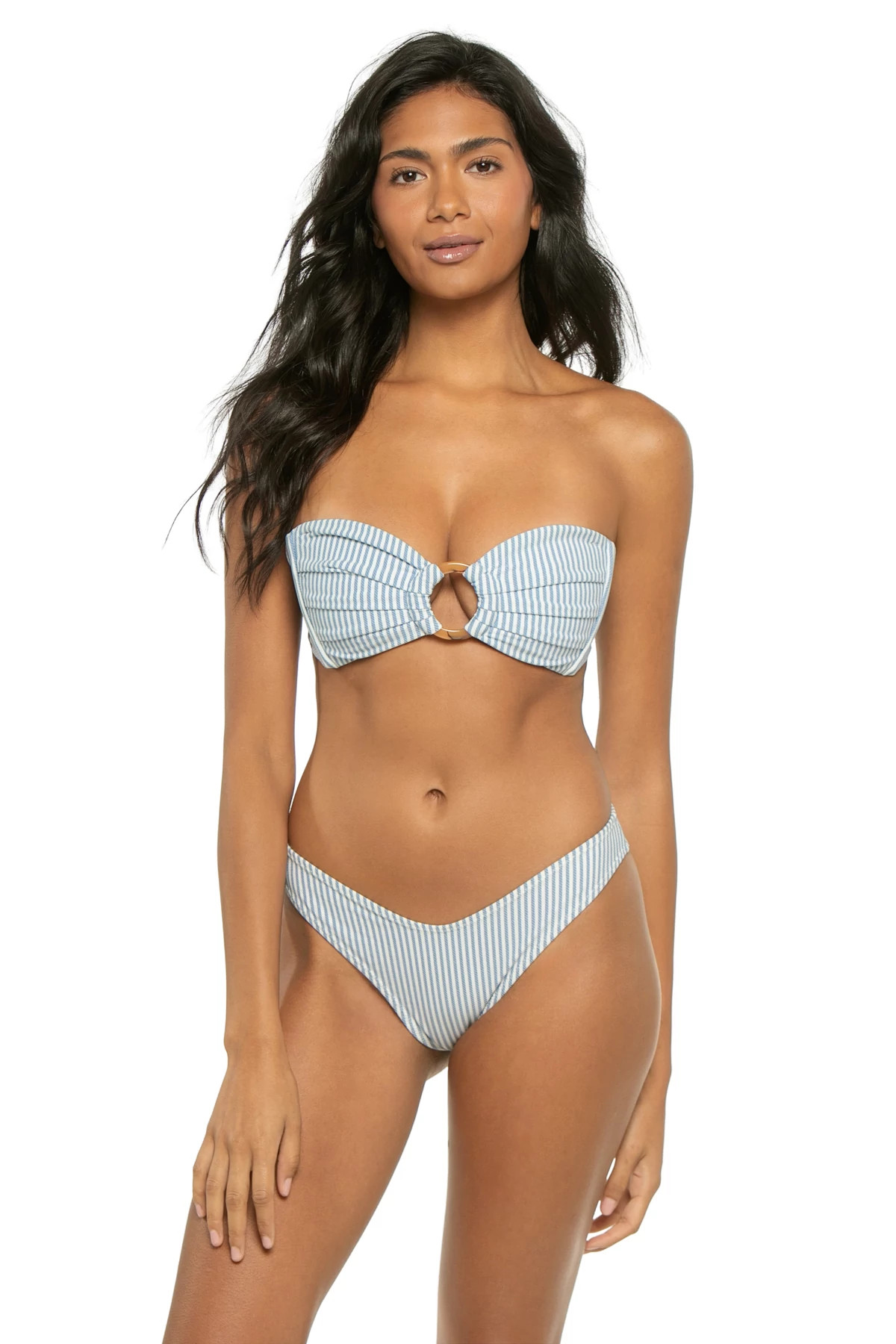 CLASSIC BLUE STRIPE Tori Bandeau Bikini Top image number 3