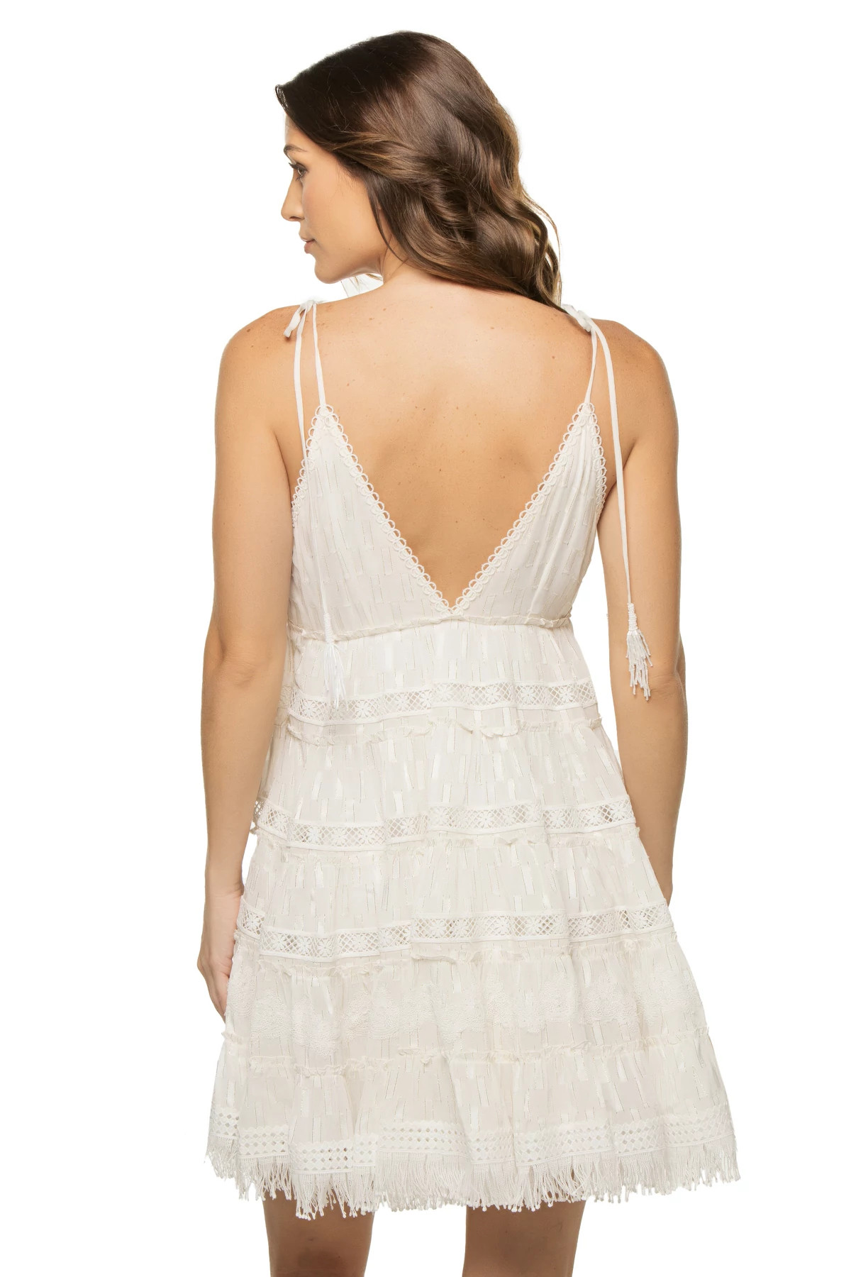 WHITE Lace V-Neck Mini Dress image number 2
