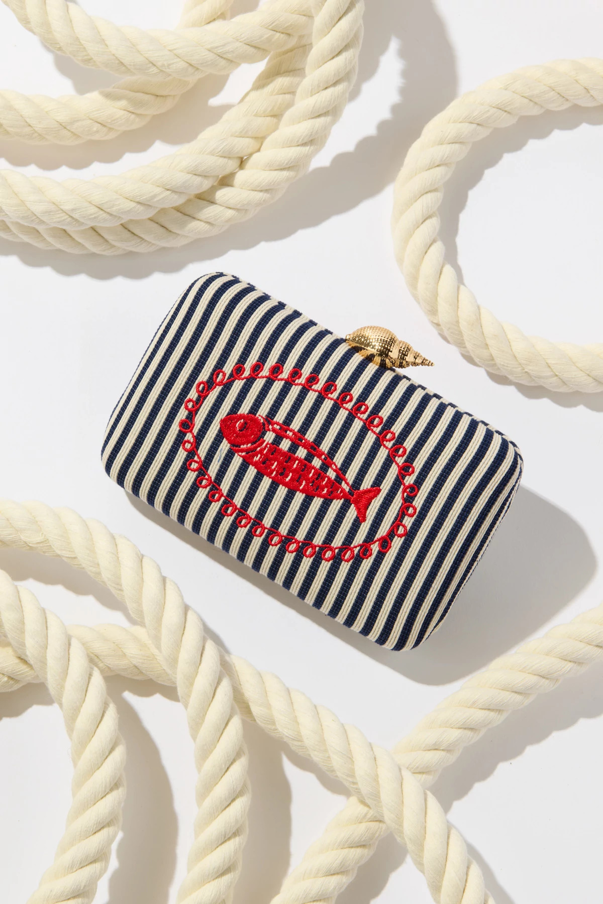 NAVY Marina Fish Minaudi&egrave;re Clutch image number 4