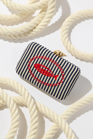 NAVY Marina Fish Minaudi&egrave;re Clutch