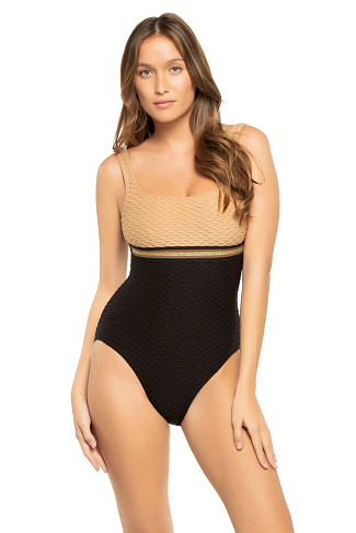 FUDGE/BLACK Mimizan Over The Shoulder One Piece Swimsuit