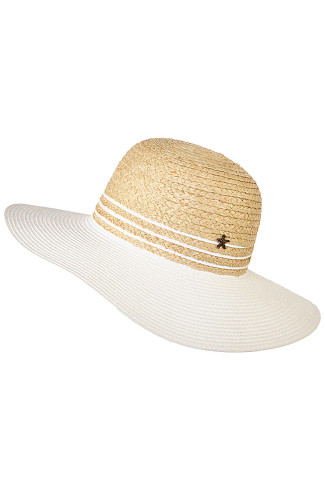NATURAL/WHITE Wide Brim Hat
