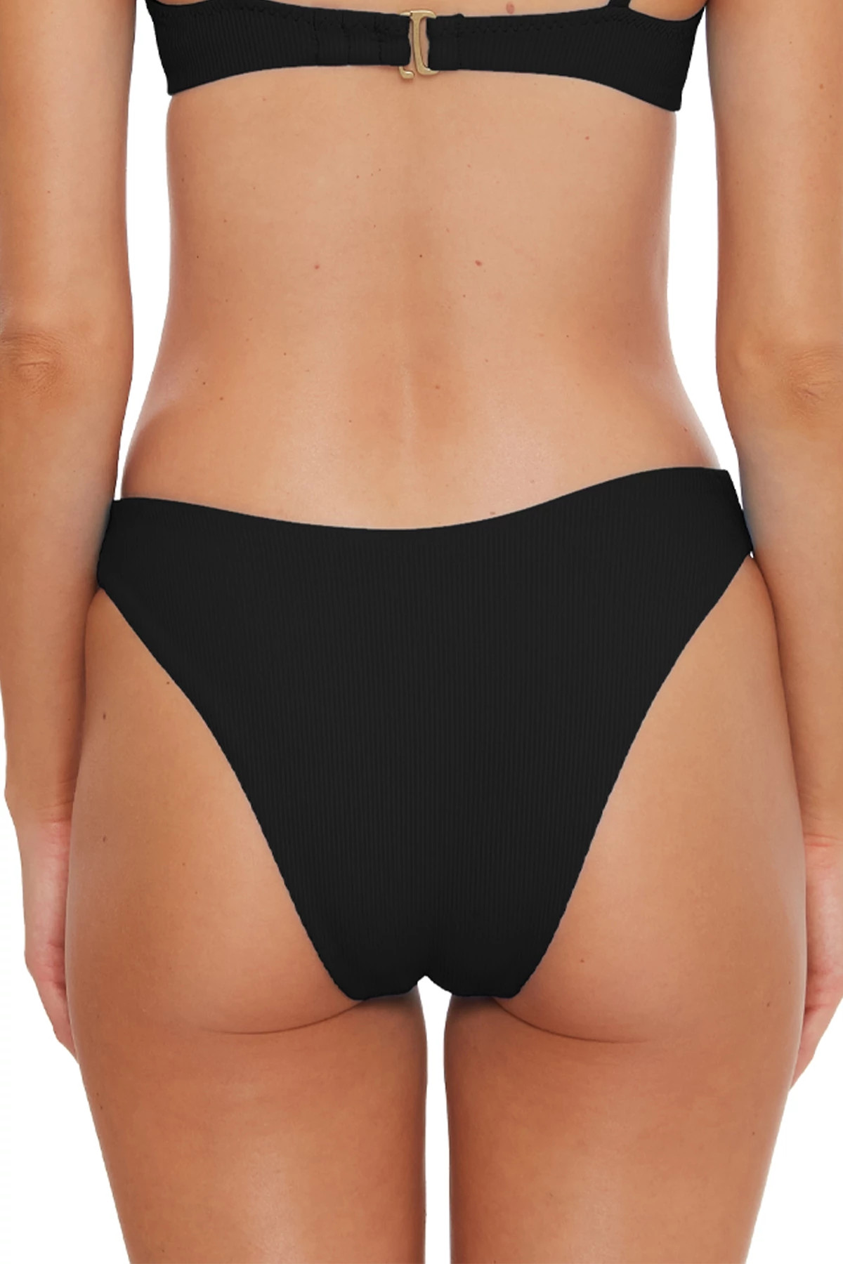 BLACK V-Front Brazilian Bikini Bottom image number 2