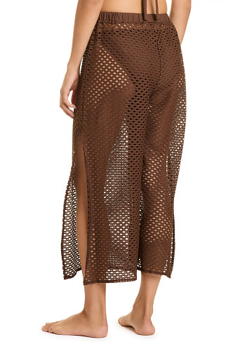ROCKPOOL Open Knit Wide Leg Side Slit Pant
