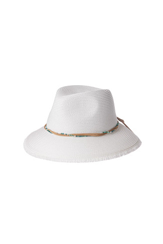 WHITE Beaded Fringe Bucket Hat