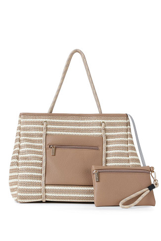 TOAST/NATURAL Greyson Capri Striped Raffia Tote