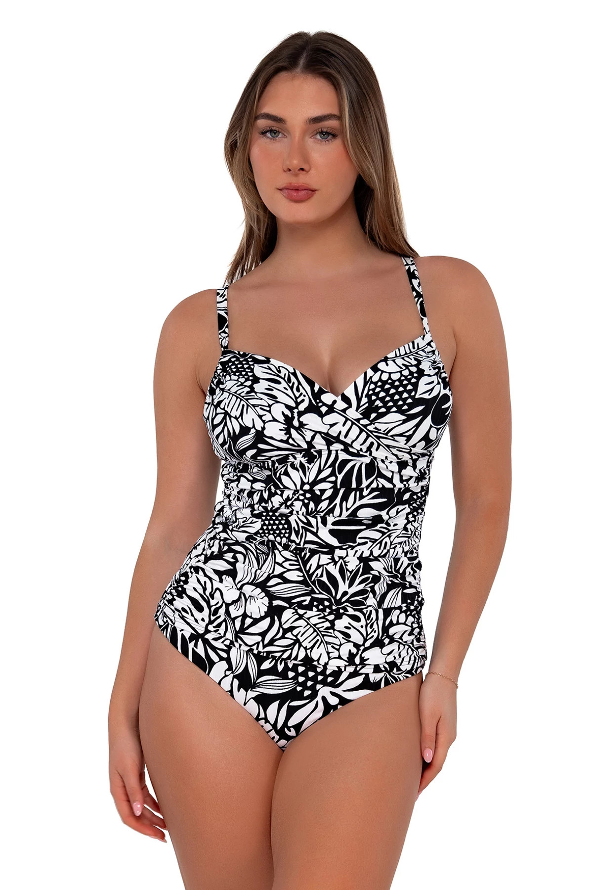 CARIBBEAN SEAGRASS TEXTURE Serena Underwire Tankini Top (D+ Cup) image number 1