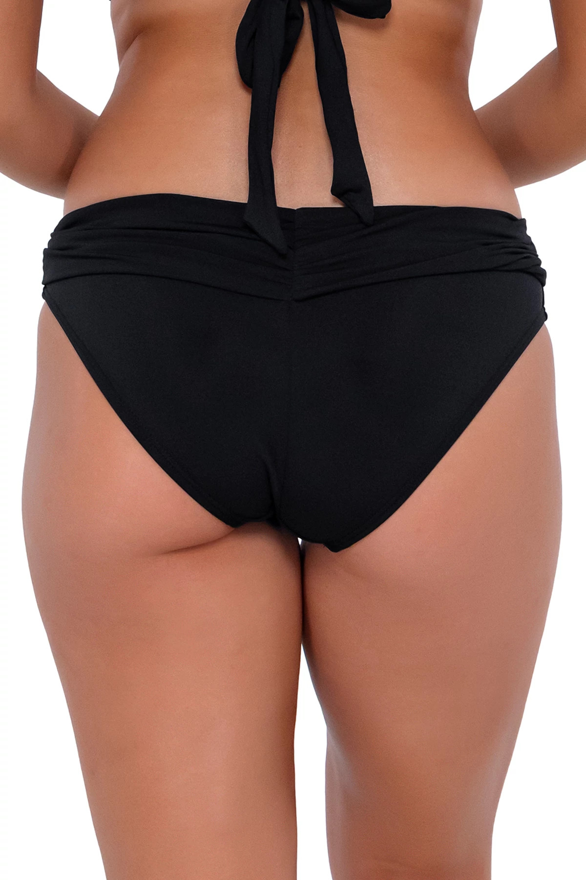 BLACK Shirred Banded Bikini Bottom image number 2