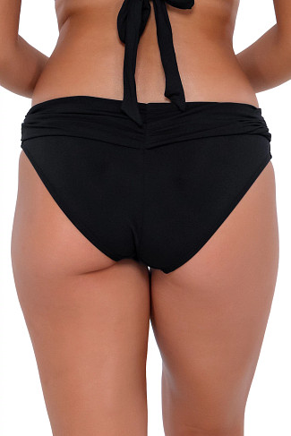 BLACK Shirred Banded Bikini Bottom