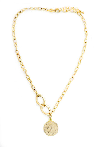 GOLD Coin Pendent Link Necklace