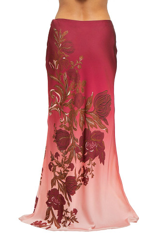 BURGUNDY Floral Maxi Skirt