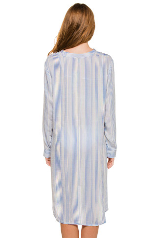 BLUE/WHITE Two Way Striped Shirt Dress