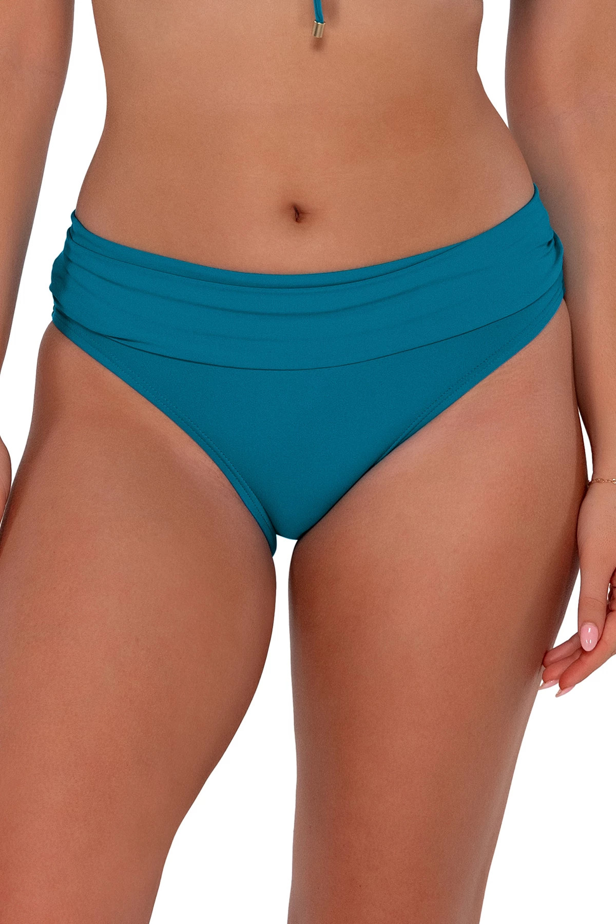 AVALON TEAL Unforgettable Banded Hipster Bikini Bottom image number 1