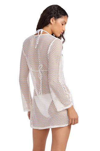ECRU Mesh Effect Cover Up Mini Dress