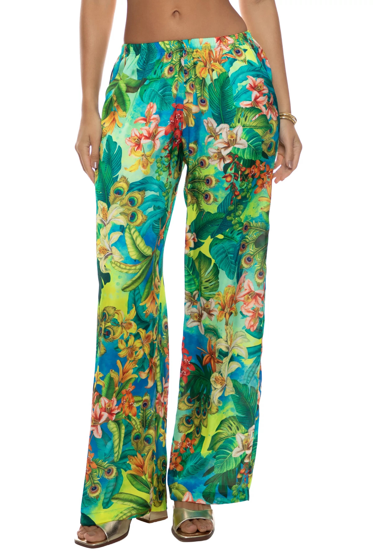 MULTI Jungle Print Wide Leg Pants image number 1