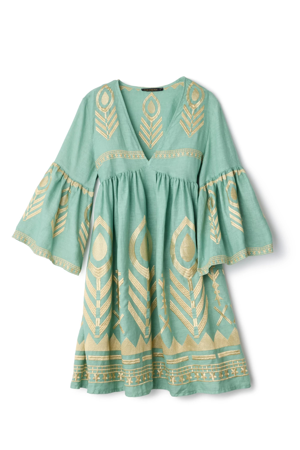 SEA MOSS GREEN Embroidered Metallic Mini Dress image number 3