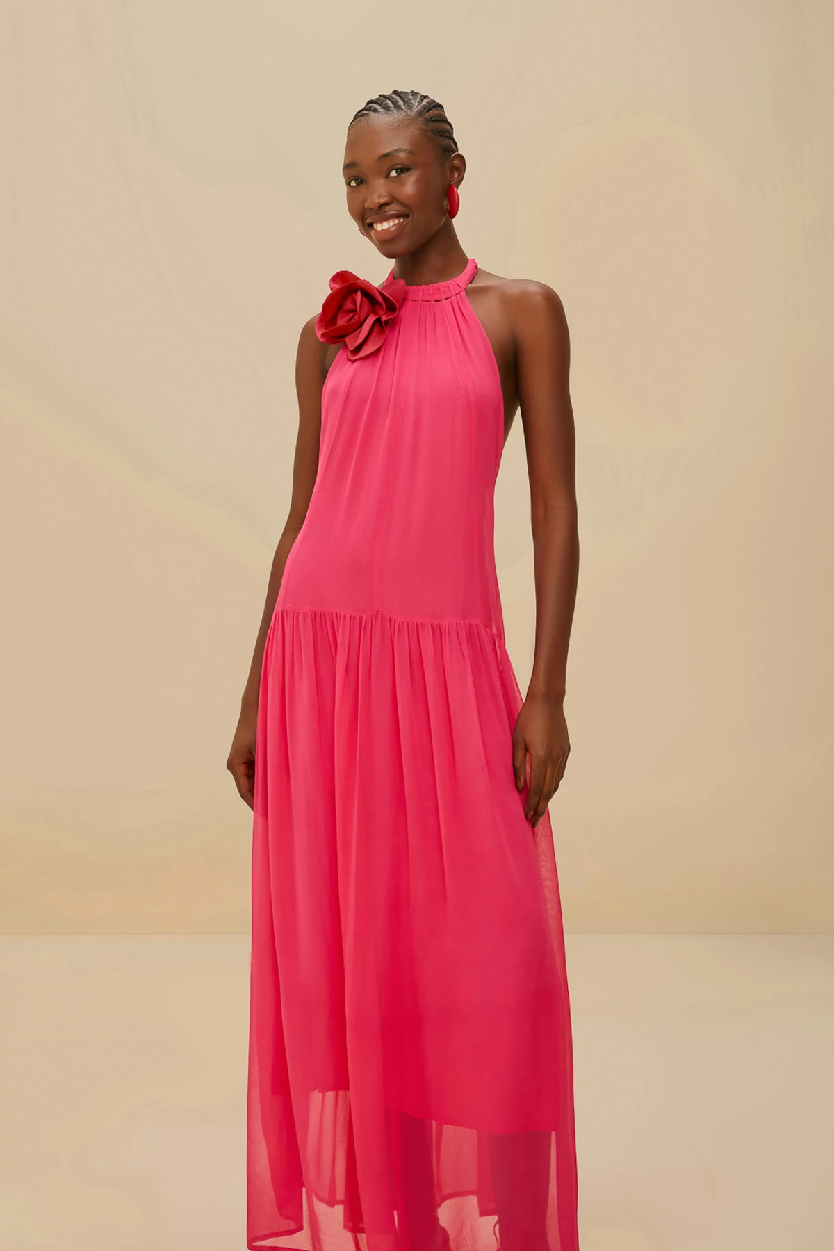 PINK High Neck Maxi Dress image number 3