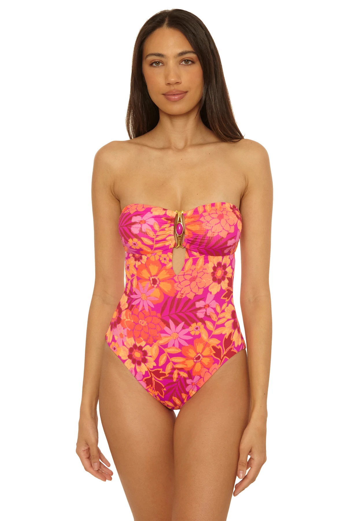 MULTI Brinley Bandeau One Piece Swimsuit image number 1