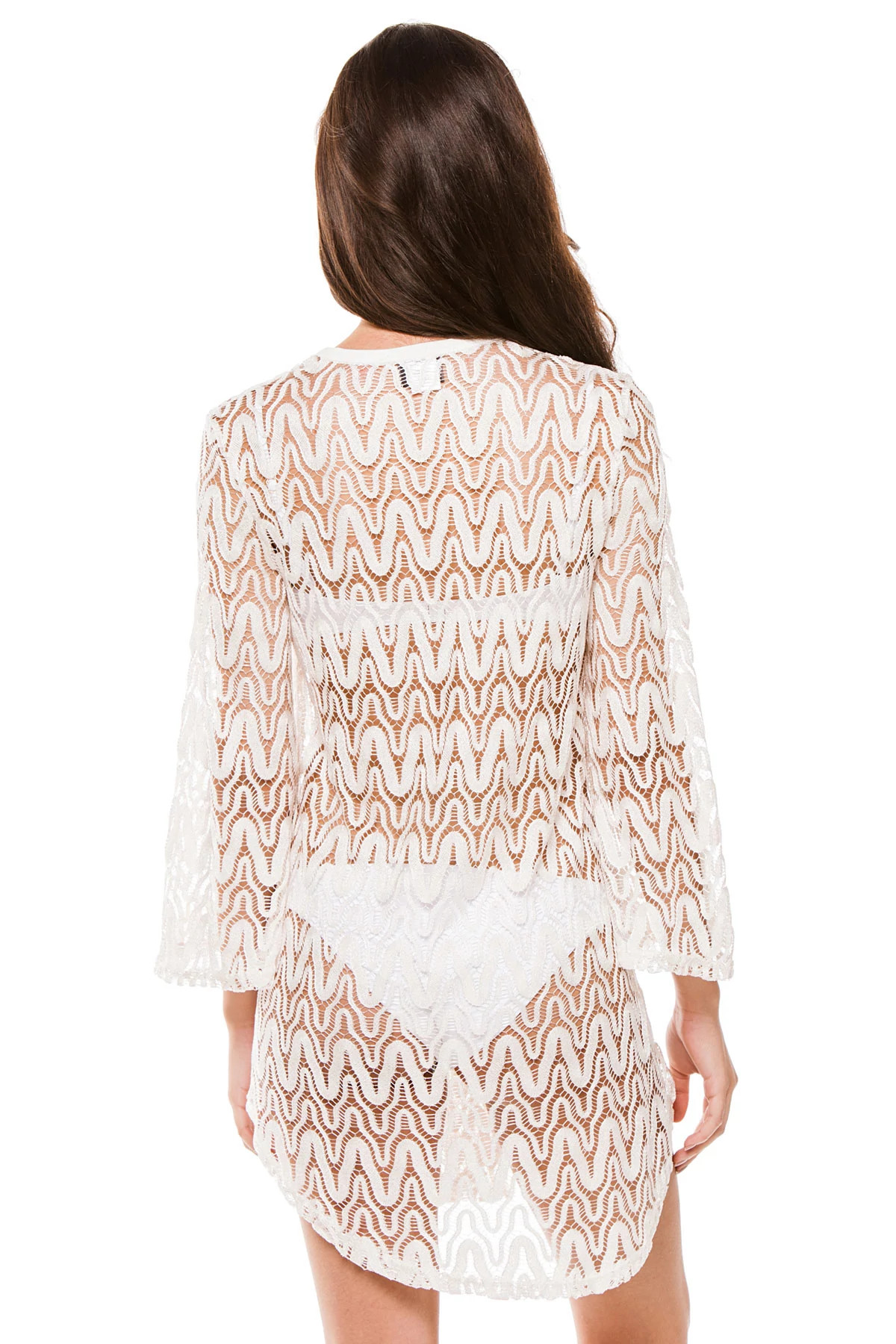 IVORY Crochet Bell Sleeve Tunic image number 2