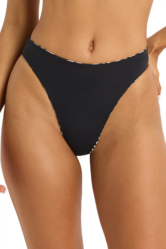 COCONUT ZEBRA/BLACK BARE Crista High Waist Reversible Bikini Bottom