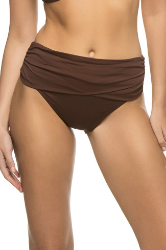 JAVA Shirred Sash Front High Waist Bikini Bottom