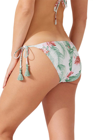 WHITE Breezy Botanical Tie Side Hipster Bikini Bottom