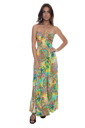 MULTI Sun Stones Bandeau Maxi Dress