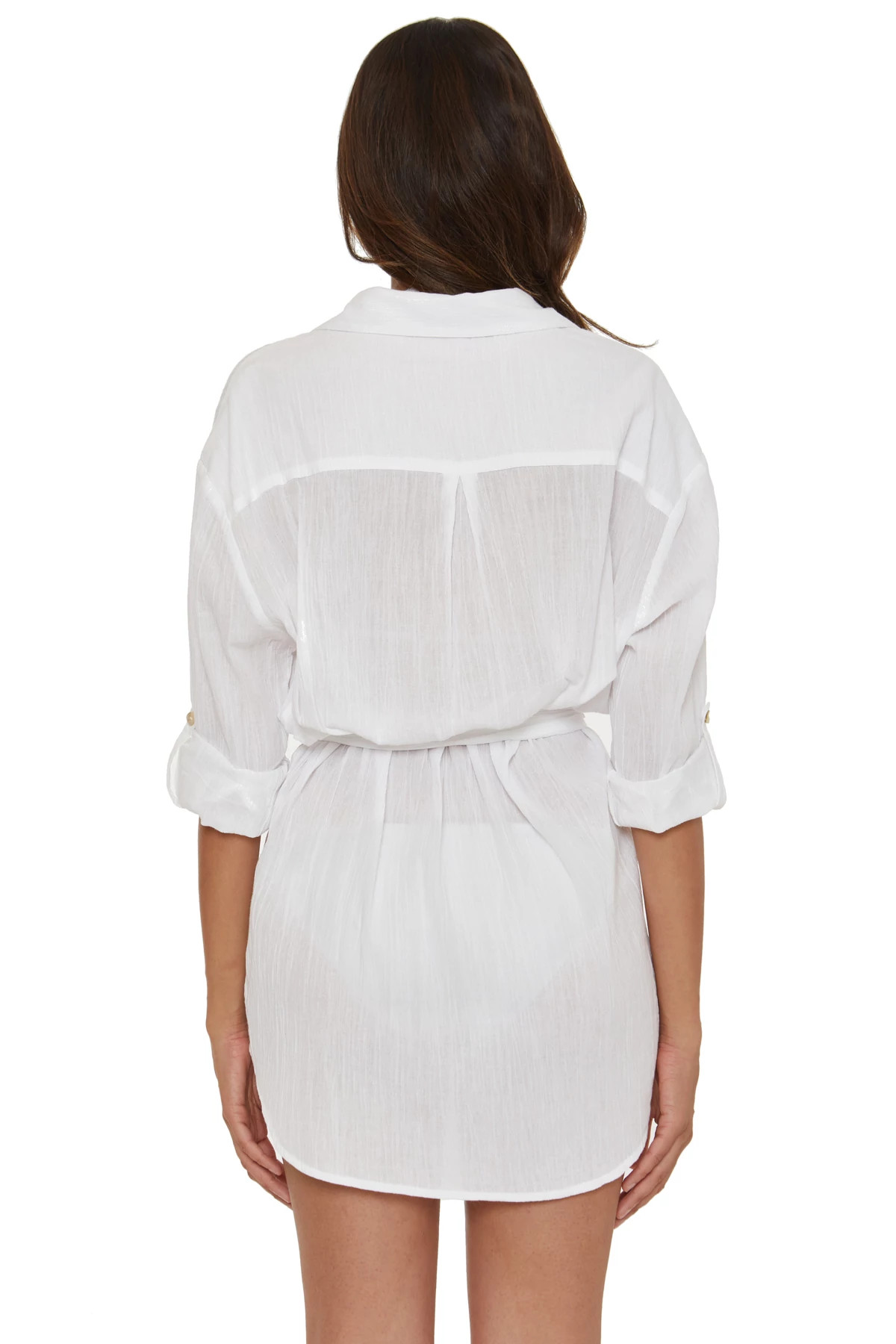 WHITE Gauzy Shirt Dress image number 4