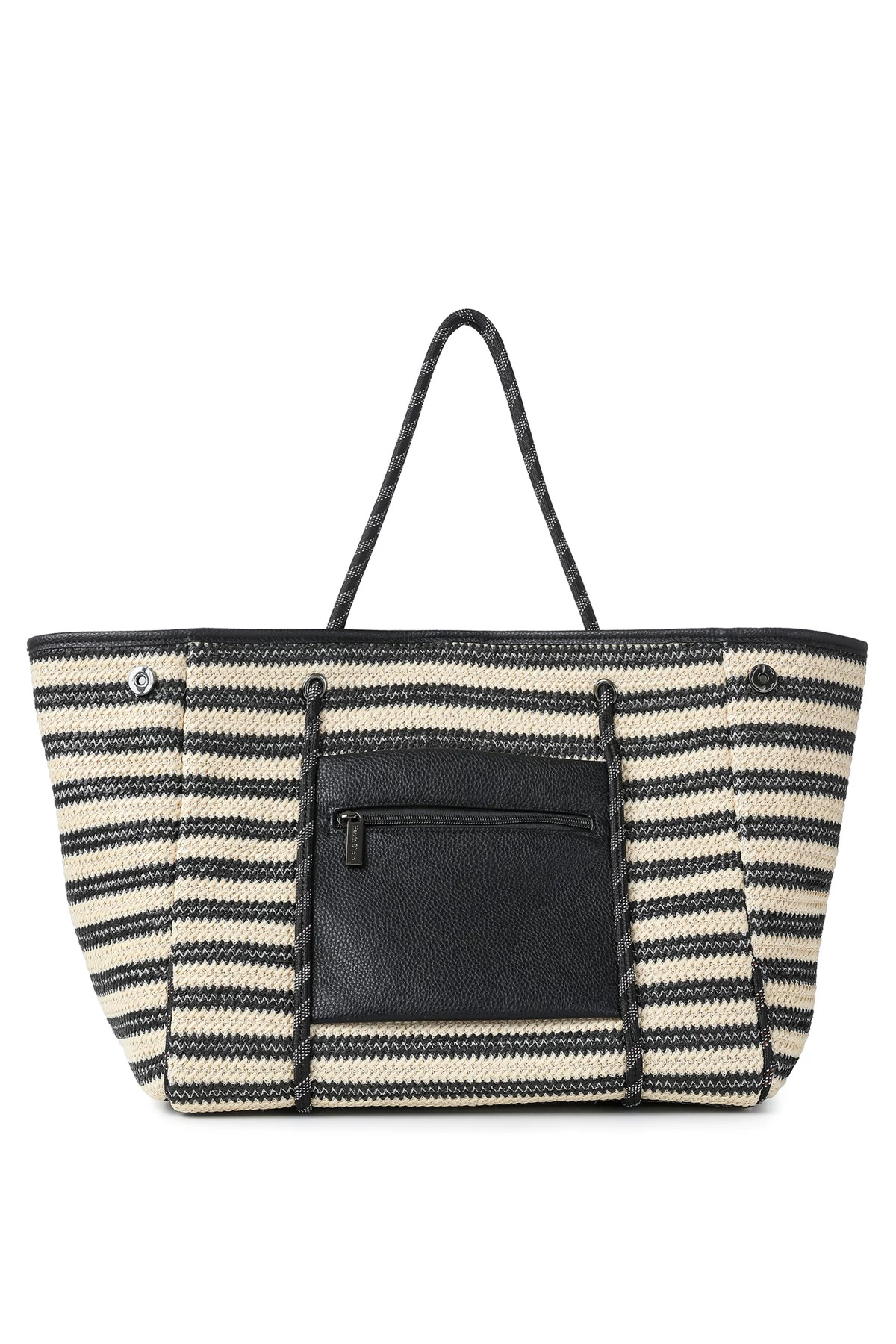 BLACK/NATURAL RAFFIA Greyson Tropez Striped Raffia Tote image number 3